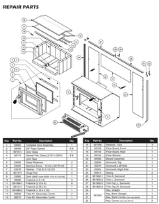 Diagram Diagram and Parts List for 2200IE  US Stove Company Fireplace & Insert